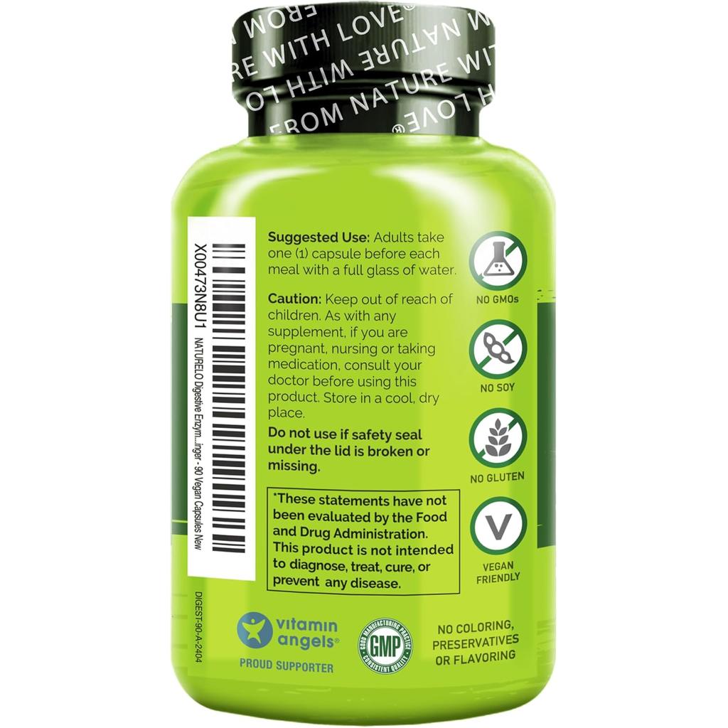 NATURELO Digestive Enzyme Complex with Ginger, image 2