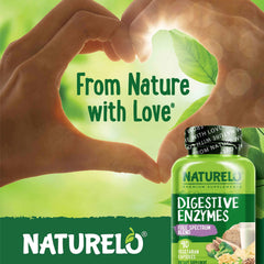 NATURELO® United Kingdom Health and Beauty Digestive Enzymes, Full Spectrum Blend, 90 Capsules