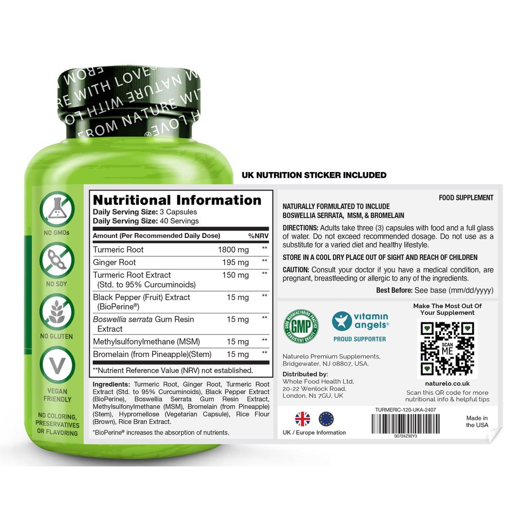 NATURELO Turmeric Curcumin with Ginger, image 7