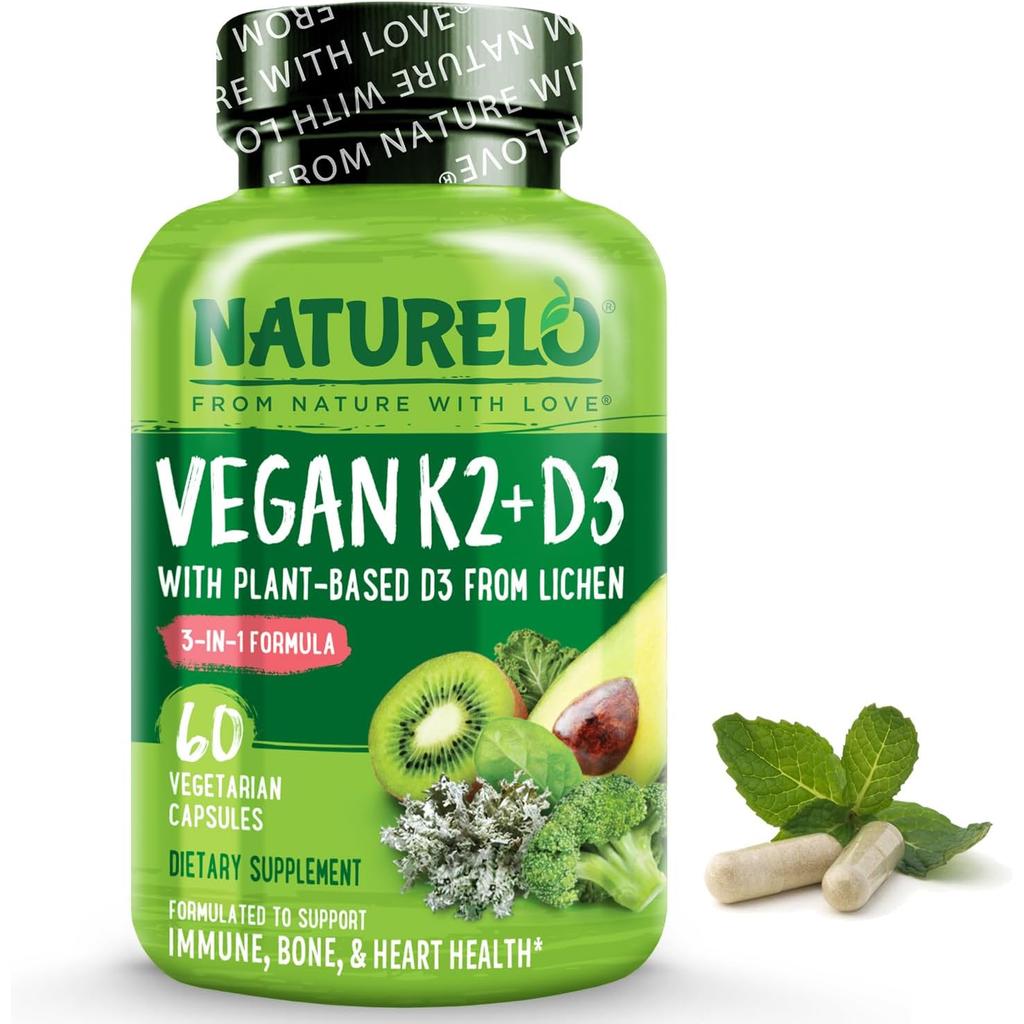 NATURELO Vitamin D3 + K2 with Whole Food Blend