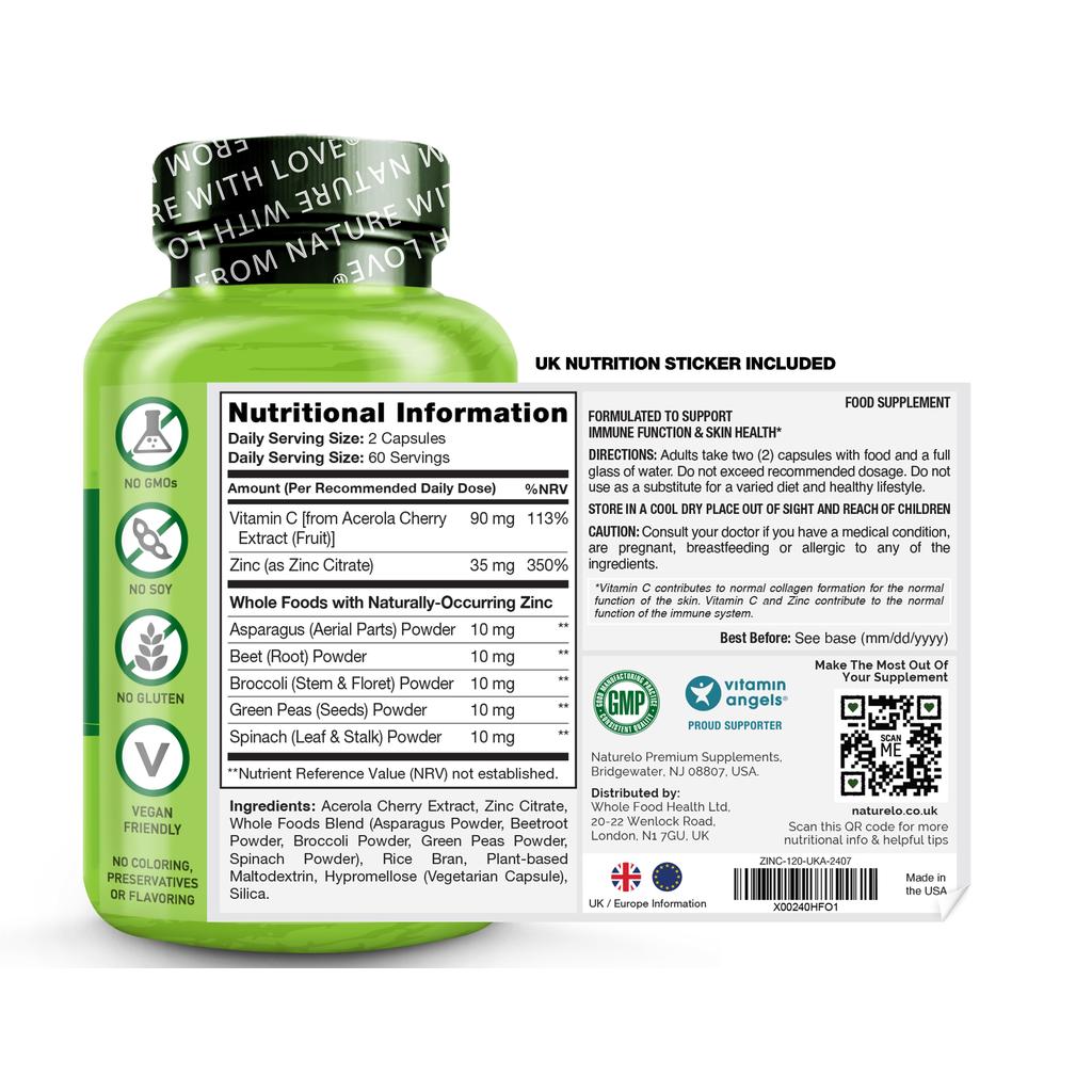 NATURELO Zinc with Vitamin C & Whole Foods, image 8