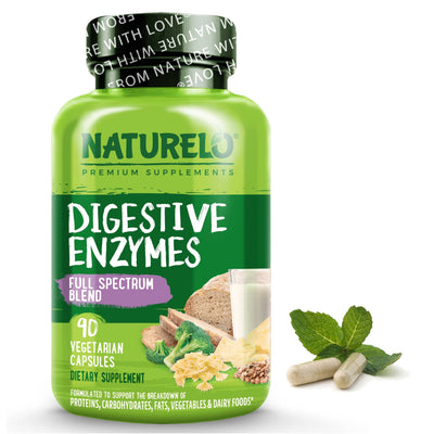 NATURELO® United Kingdom Digestive Enzymes, Full Spectrum Blend, 90 Capsules