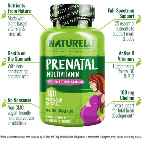 Naturelo prenatal whole food multivitamin with essential minerals and methyl-folate for expecting mothers in the UK