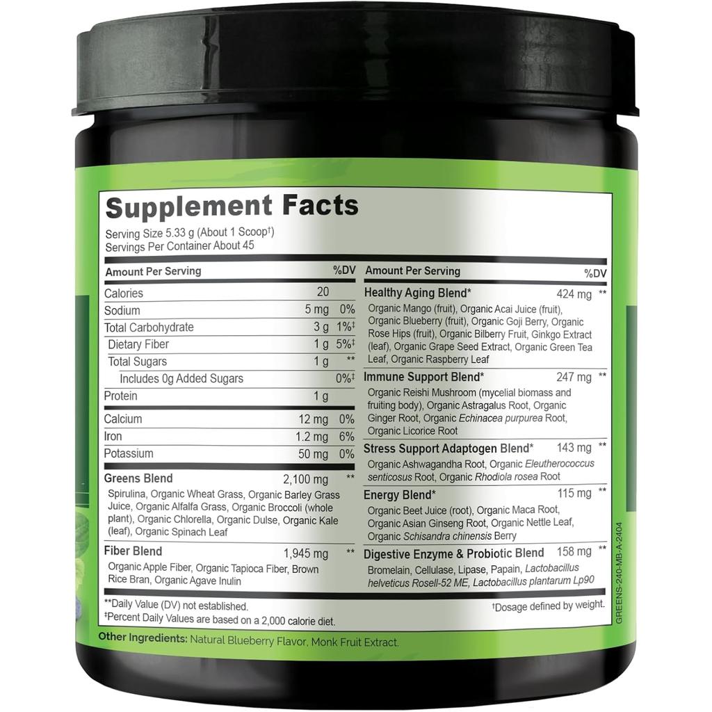 NATURELO Raw Greens Whole Food Powder (Mixed Berry), image 3