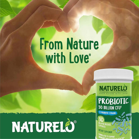 Naturelo Multibiotic supplement with 50 Billion CFU, 11 strains for healthy gut and digestive relief, vegan and allergen-free