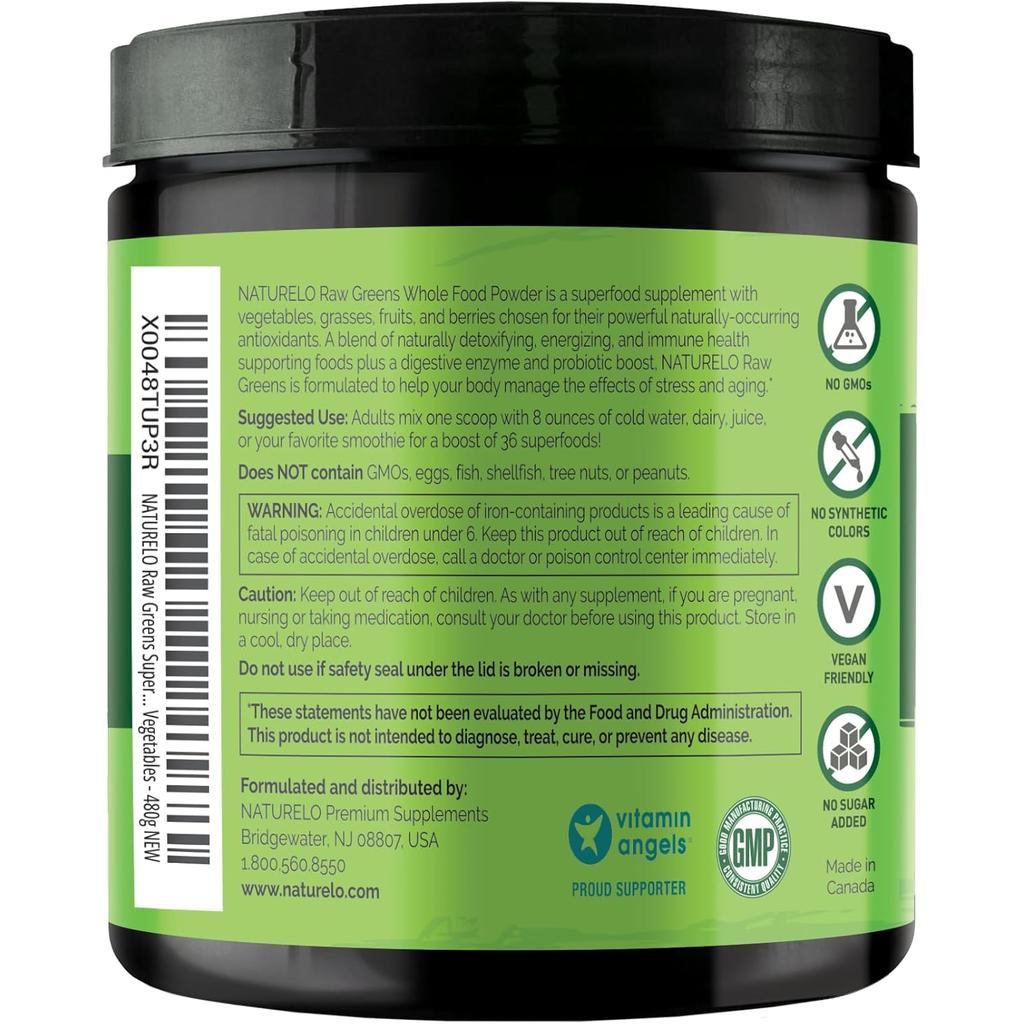 NATURELO Raw Greens Whole Food Powder (Mixed Berry), image 10