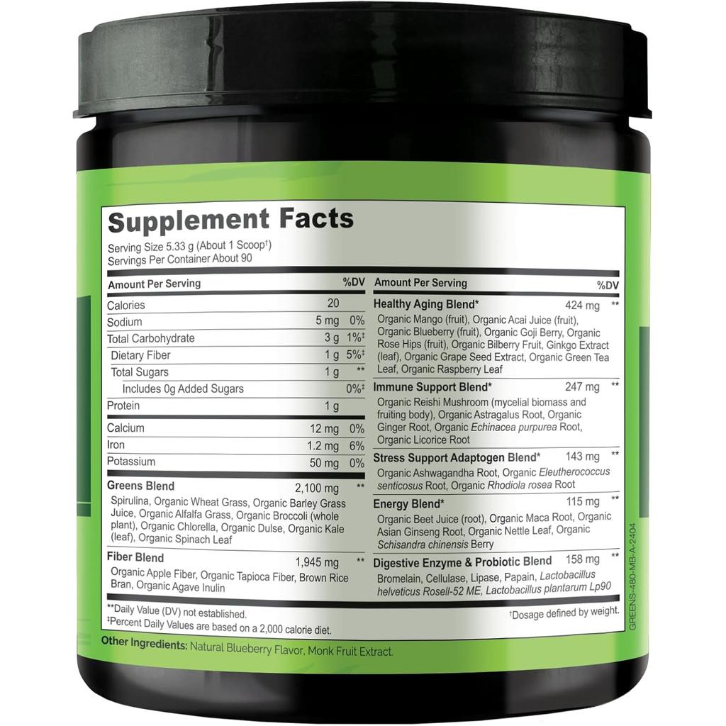NATURELO Raw Greens Whole Food Powder (Mixed Berry), image 11