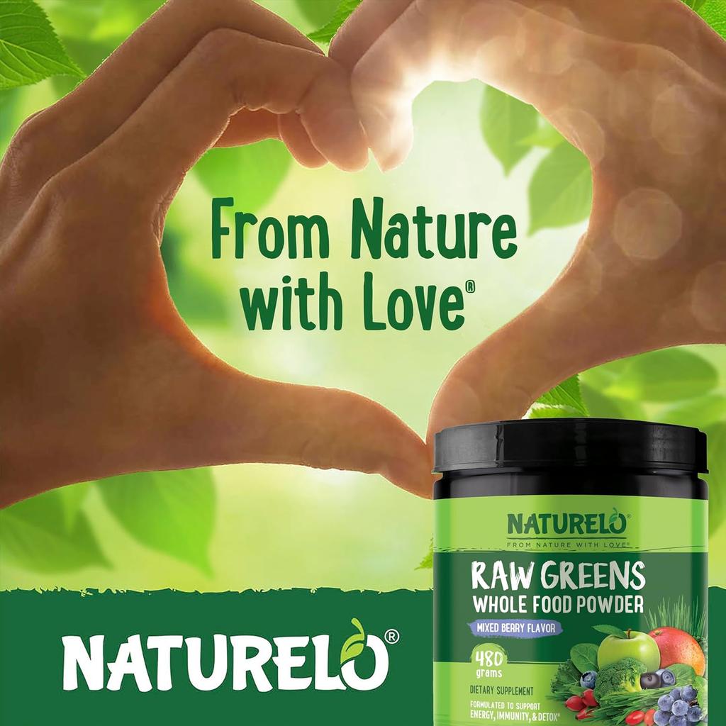 NATURELO Raw Greens Whole Food Powder (Mixed Berry), image 14