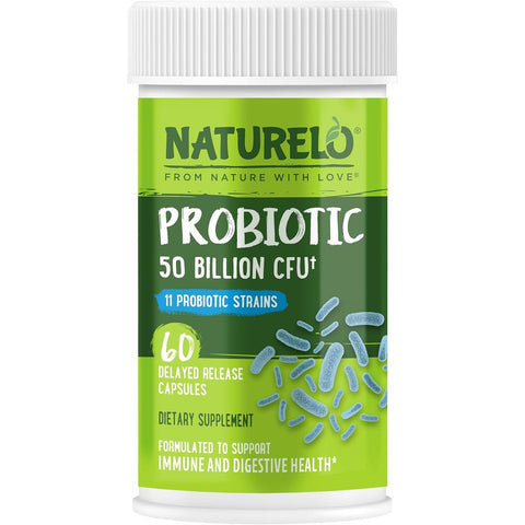 Naturelo Multibiotic 50 Billion CFU, gluten-free vegan probiotic supplement for a healthy gut and digestive comfort