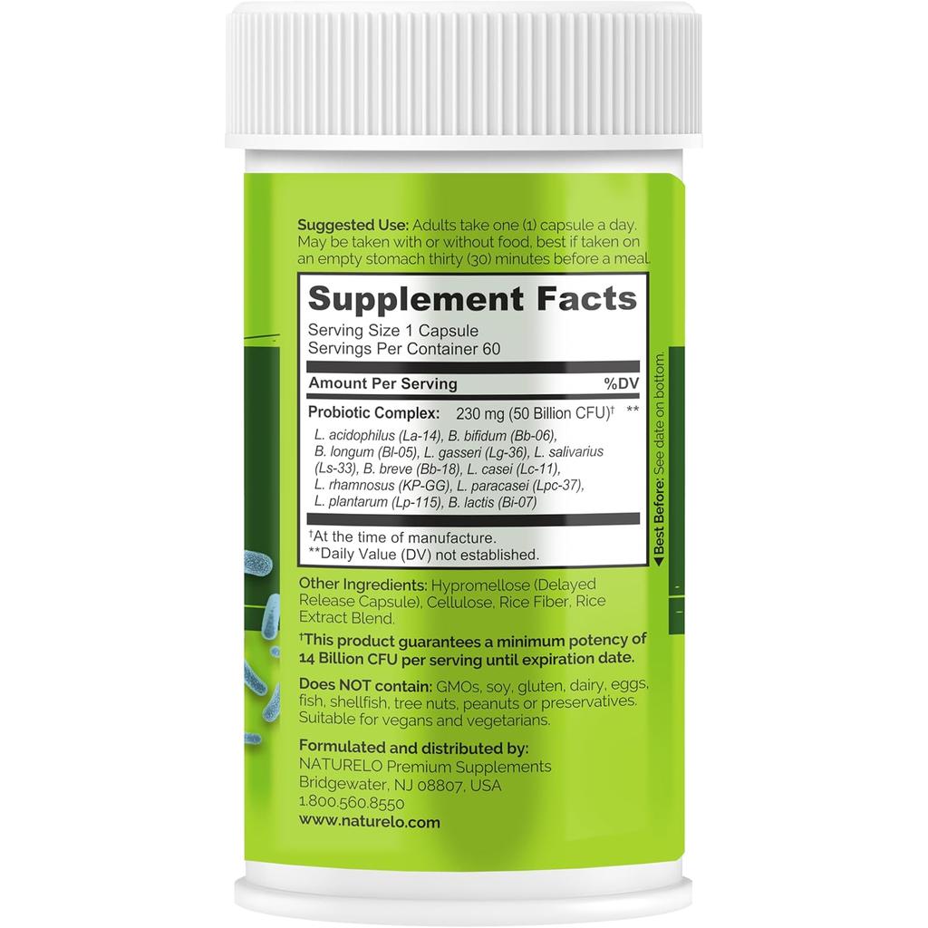 NATURELO Probiotic Complete (50 Billion CFU), image 3