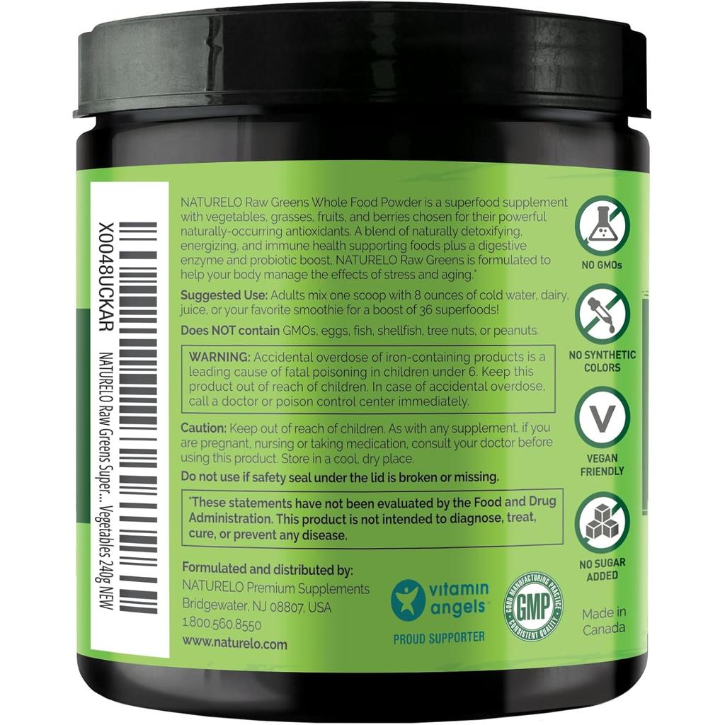 NATURELO Raw Greens Whole Food Powder (Classic Unsweetened), image 2