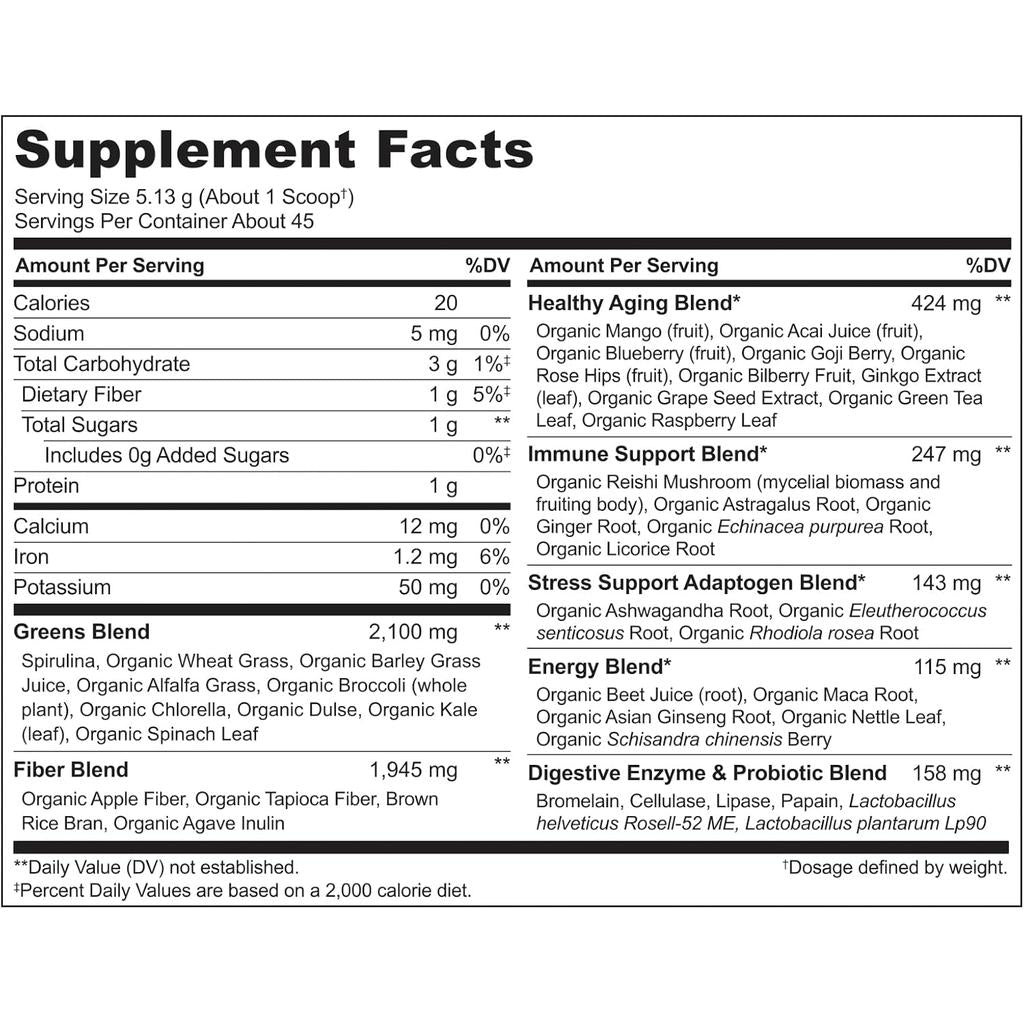 NATURELO Raw Greens Whole Food Powder (Classic Unsweetened), image 7