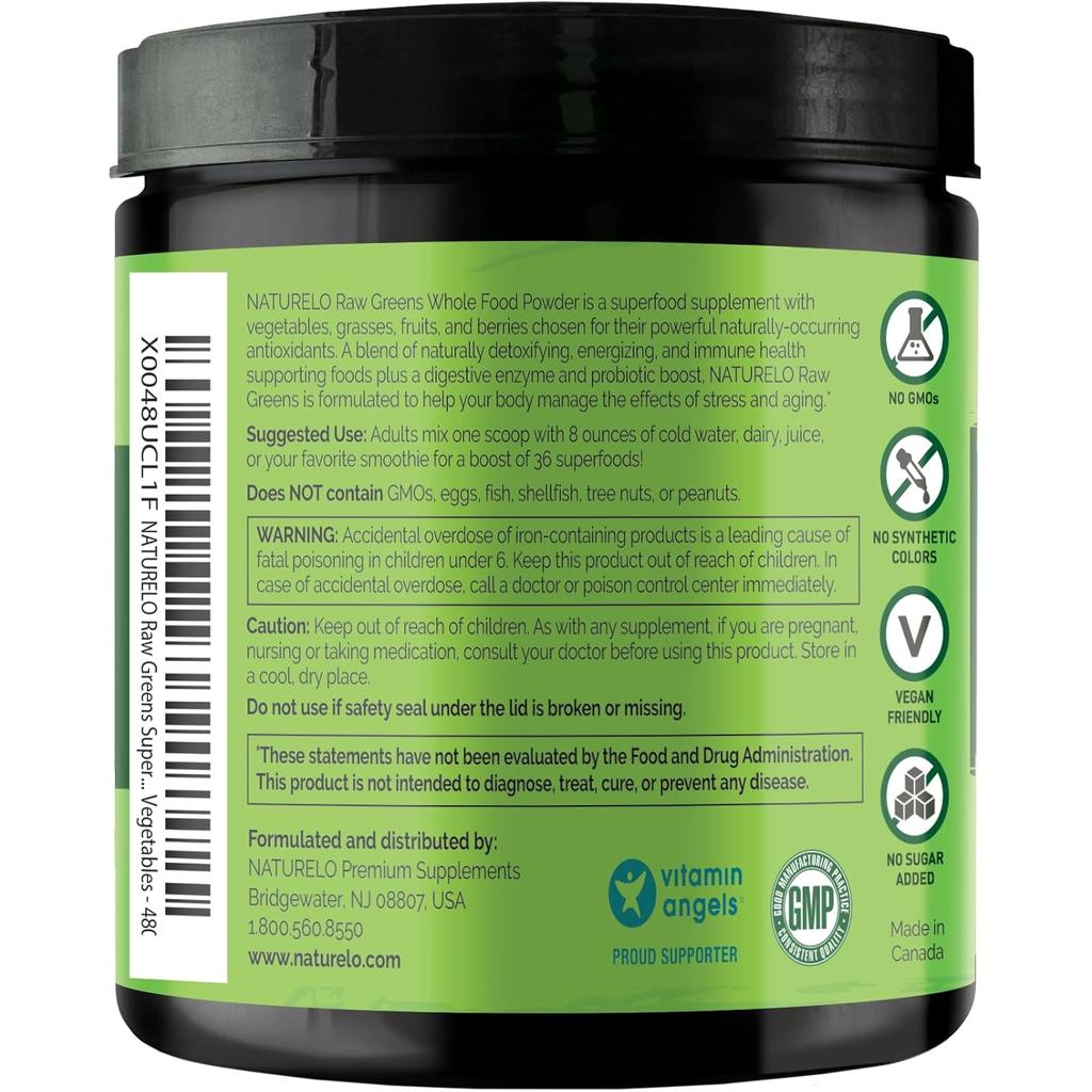 NATURELO Raw Greens Whole Food Powder (Classic Unsweetened), image 11
