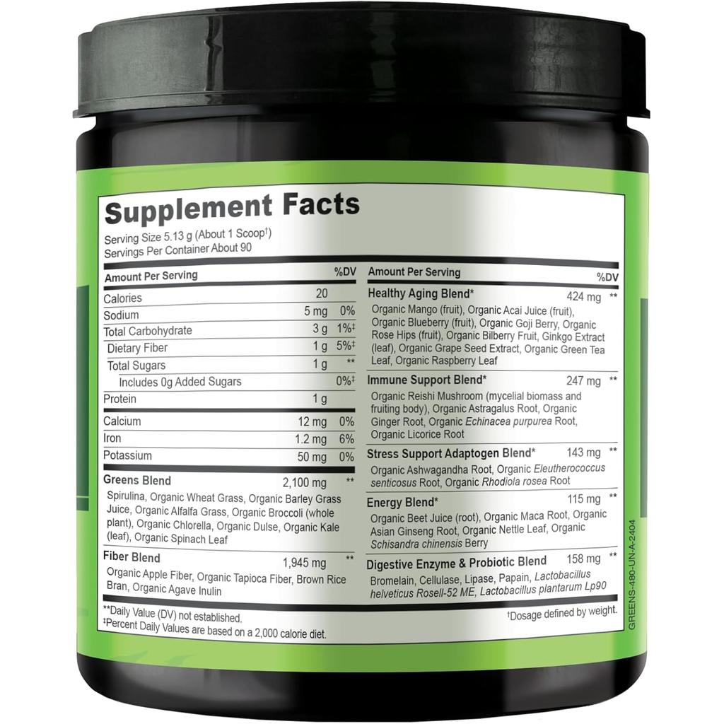 NATURELO Raw Greens Whole Food Powder (Classic Unsweetened), image 12