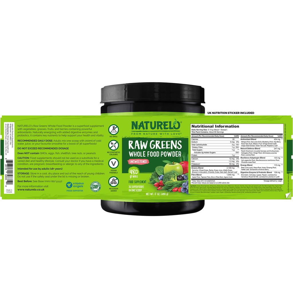 NATURELO Raw Greens Whole Food Powder (Classic Unsweetened), image 17