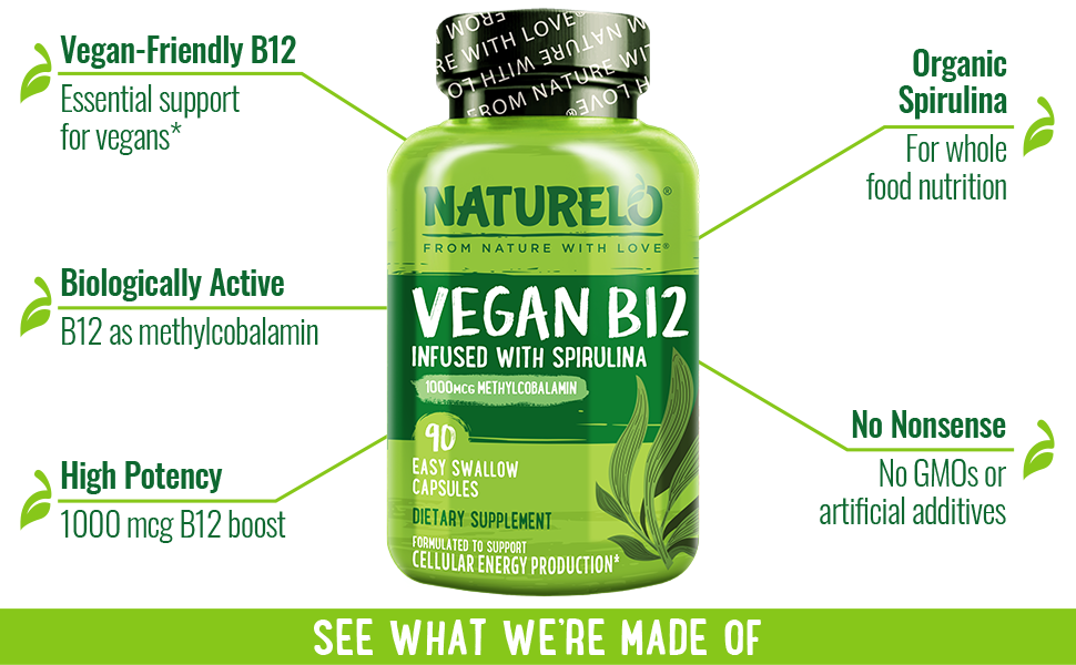 NATURELO Vitamin B12 with Spirulina, image 2