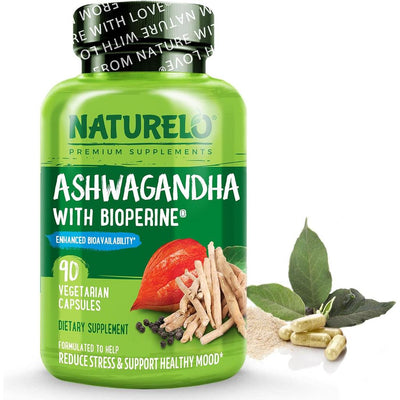 Naturelo Ashwagandha Root Pure Dried Herb with Black Pepper Extract - Boost Energy, Reduce Stress - Herbal Supplement