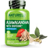 Naturelo Ashwagandha Root with Black Pepper Extract - Pure Dried Herb for Stress Relief and Immune Support.