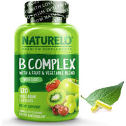 Naturelo B-Complex with Natural Vitamin B6, Folate, B12, Biotin - Energy Boost & Stress Support Formula, Vegan Friendly