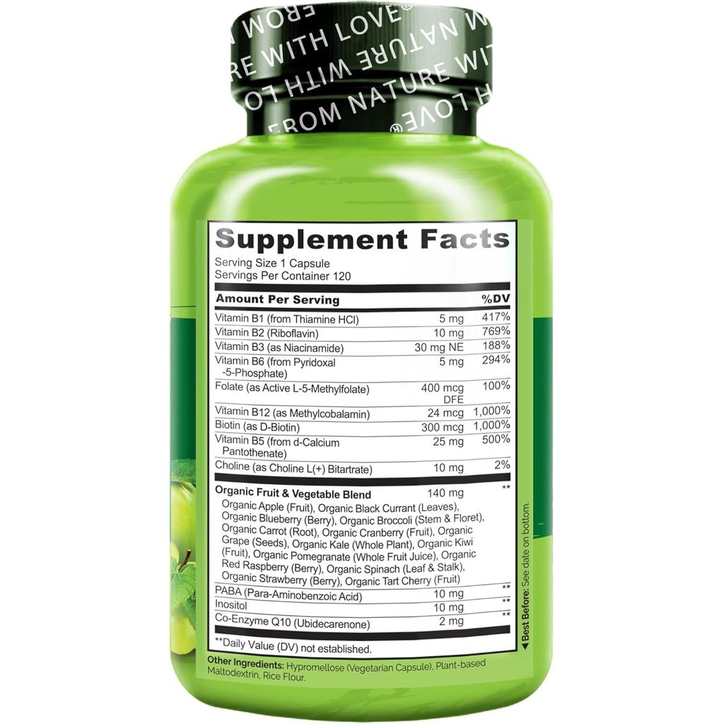 NATURELO B Complex with B6, Folate, B12 & Biotin, image 12