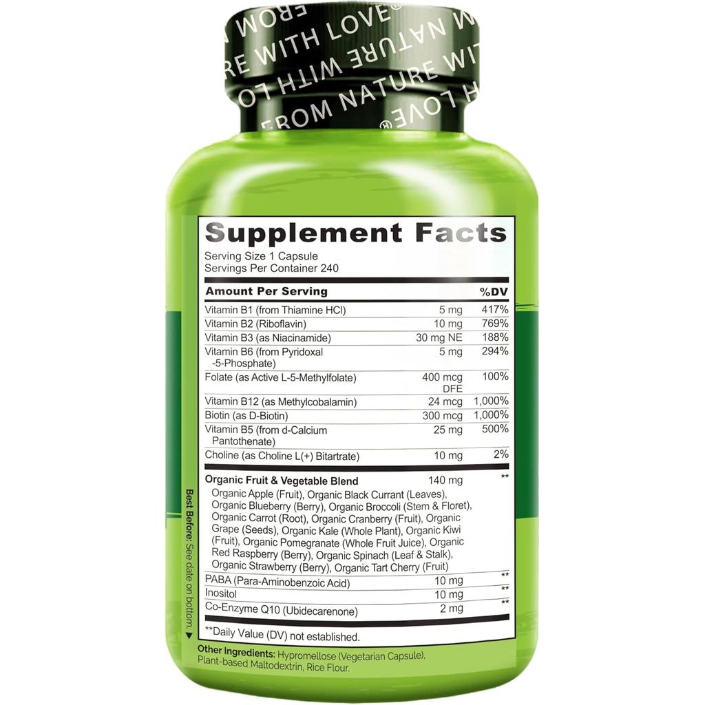 NATURELO B Complex with B6, Folate, B12 & Biotin, image 3