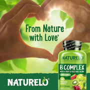 Naturelo B-Complex with Natural Vitamin B6, Folate, B12, Biotin - Energy & Metabolism Support