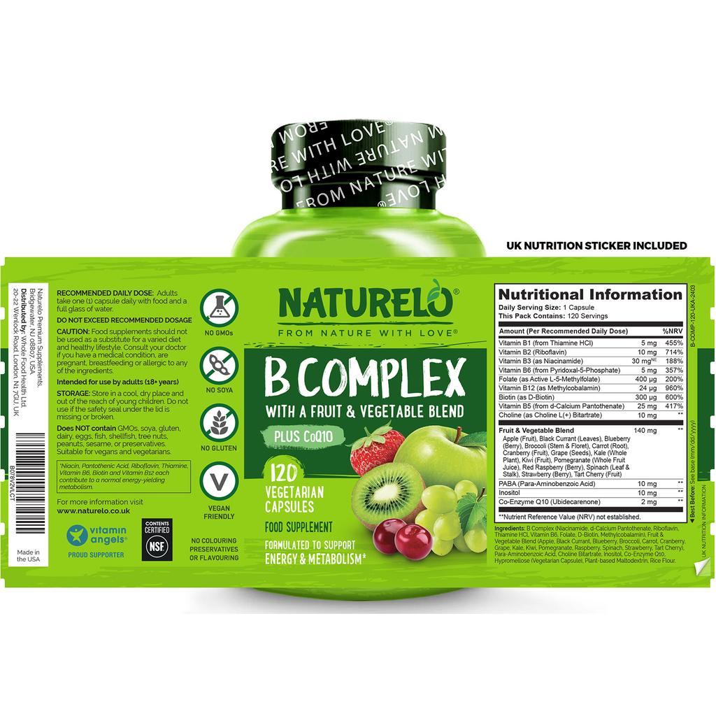 NATURELO B Complex with B6, Folate, B12 & Biotin, image 17