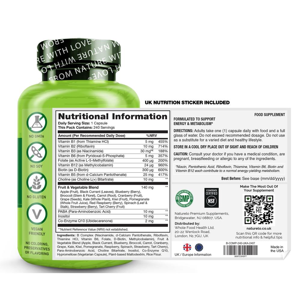 NATURELO B Complex with B6, Folate, B12 & Biotin, image 8