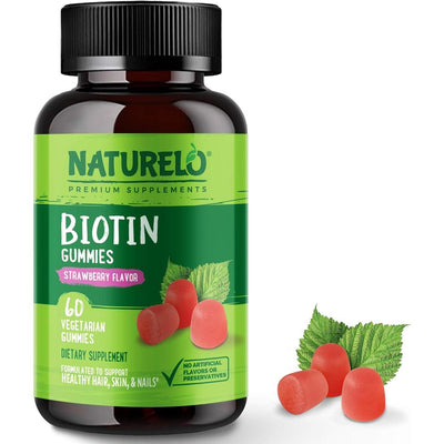 Naturelo Biotin Gummies Supplement for Strong Hair, Skin & Nails - 60ct Bottle