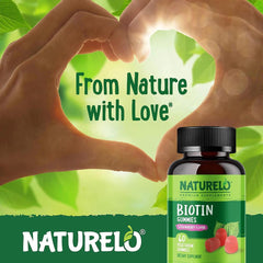 Naturelo Biotin Gummies Supplement for Hair, Skin & Nails - 60ct - Enhance Beauty and Strengthen with Vegan Biotin Gummies.