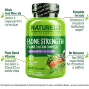 Naturelo Bone Strength with Natural Calcium, Magnesium, Vitamin C, D3 & K2 - Strong Bones & Immune Support Supplement