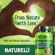 Naturelo Bone Strength with Natural Calcium, Magnesium, Vitamin C, D3 & K2 - Support Healthy Bones and Immunity - Supplement