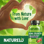 Naturelo Bone Strength with Natural Calcium Magnesium Vitamin C D3 K2 Supplement for Strong Bones and Immunity Support