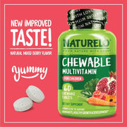 Naturelo chewable multivitamin for kids with natural fruit extracts - sugar-free children's vitamins for health and immunity,