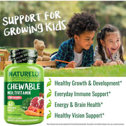 Naturelo chewable multivitamin for children with natural vitamins & fruit extracts - sugar-free kids' supplement for holistic