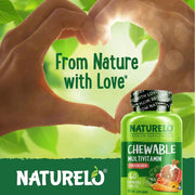 Naturelo chewable multivitamin for children with natural vitamins & fruit extracts - no sugar added. Boost kids' health with