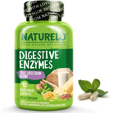 Naturelo Digestive Enzymes Full Spectrum Blend 90 Capsules - Gut Health, Digestion Support, Enzyme Supplement