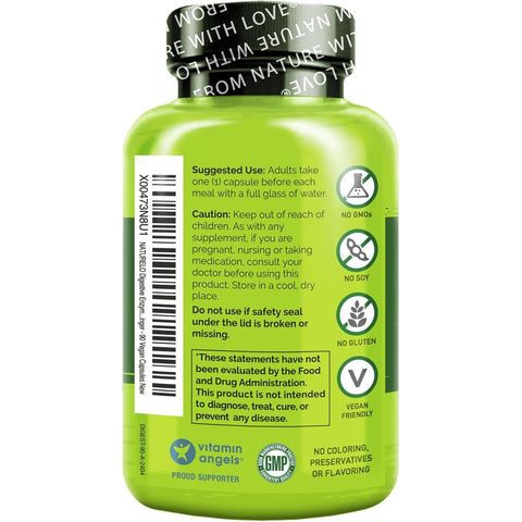 Naturelo Digestive Enzymes Full Spectrum Blend - Supports Digestion & Nutrient Absorption - 90 Capsules