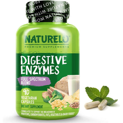 Naturelo Digestive Enzymes Full Spectrum Blend 90 Capsules - Gut Health Support, Aid Digestion, Optimize Nutrient Absorption