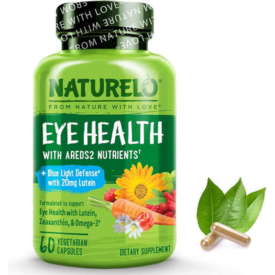 Naturelo Eye Health AREDS2 Formula with Antioxidant Carotenoids - Vision Support Supplement for Eye Wellness & Protection.