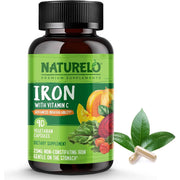 Naturelo Gentle Iron with Vitamin C Vegan Supplement - Boosts Energy and Immunity, Non-Constipating Formula - Image 1