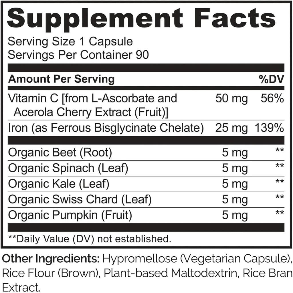NATURELO Iron Supplement with Vitamin C, image 3