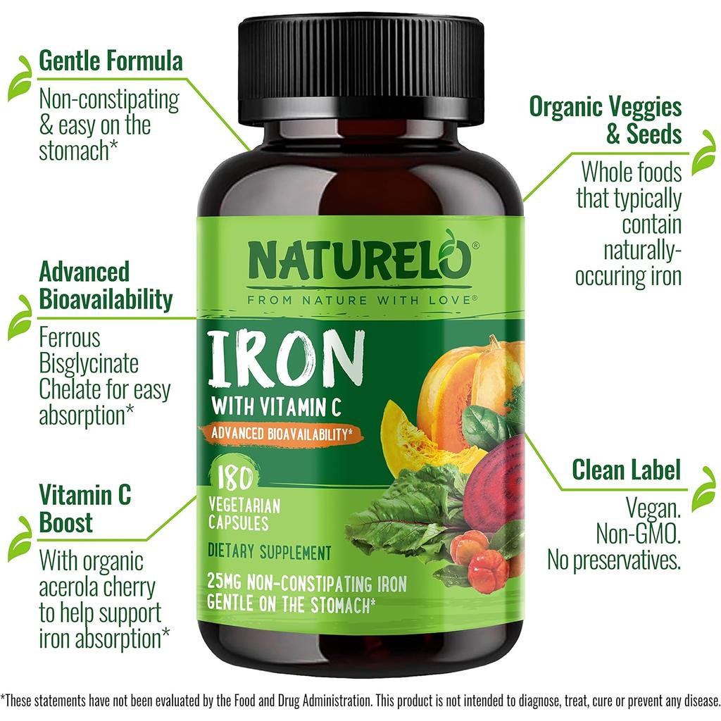 NATURELO Iron Supplement with Vitamin C, image 12