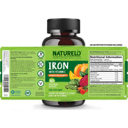 Naturelo Gentle Iron with Vitamin C Vegan supplement - Boosts energy and supports immune health - Non-constipating iron formu