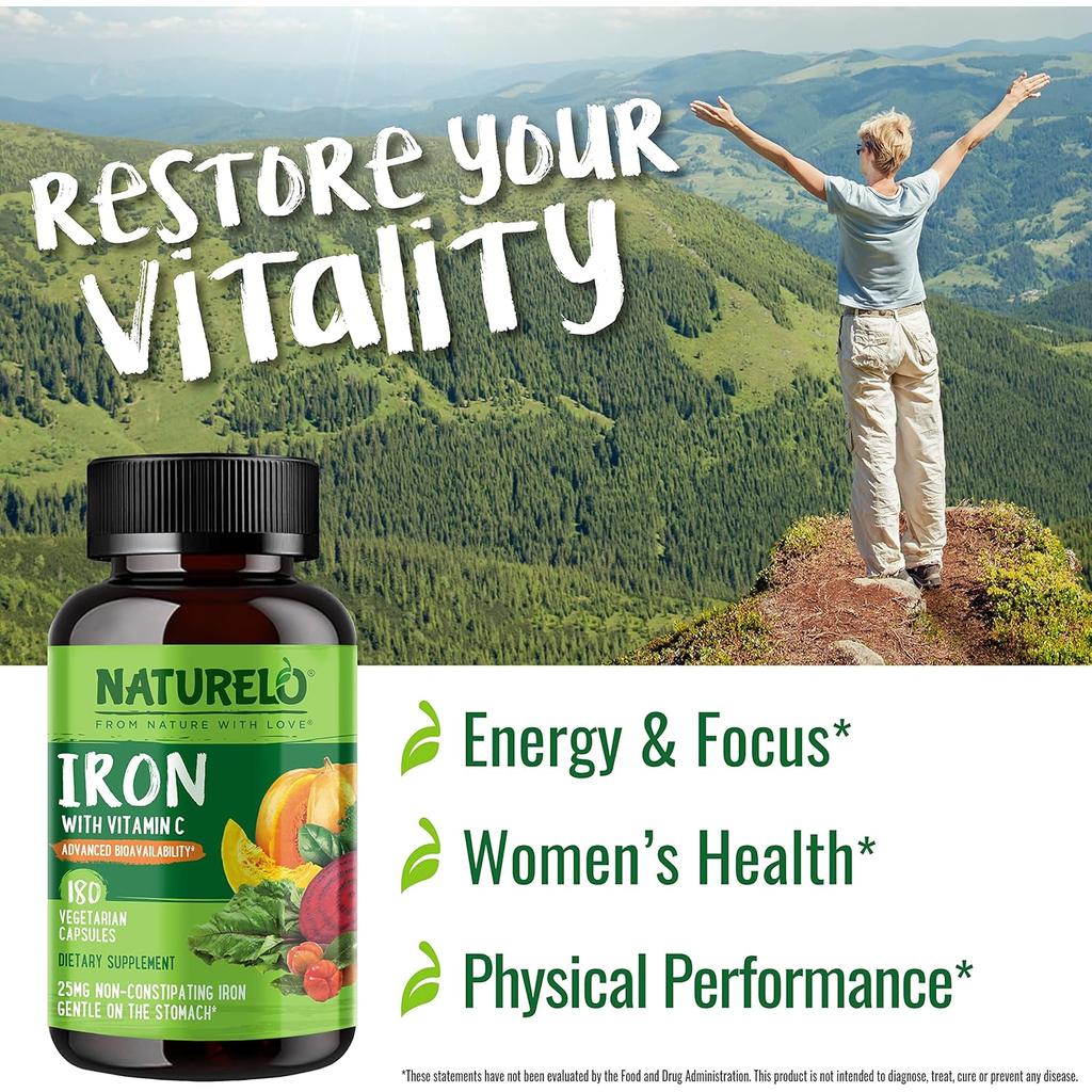 NATURELO Iron Supplement with Vitamin C, image 17