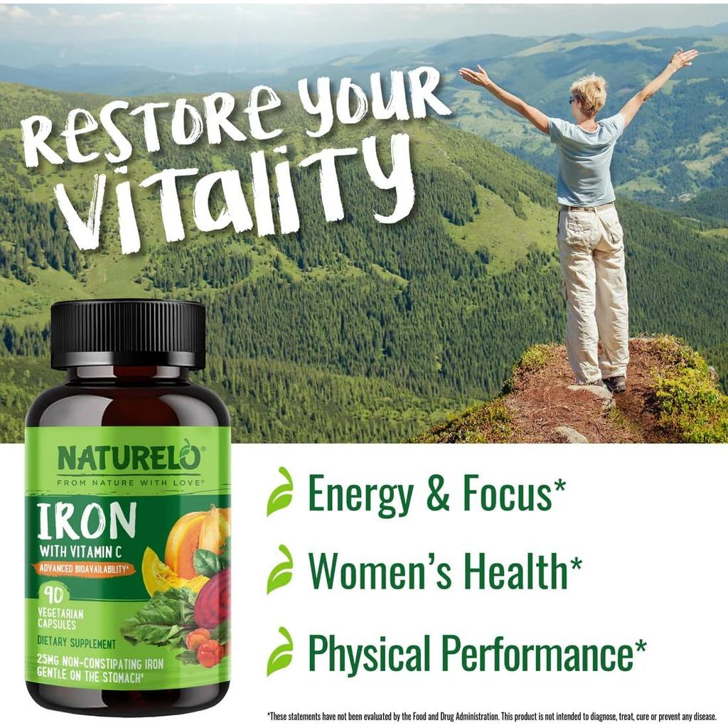 NATURELO Iron Supplement with Vitamin C, image 2