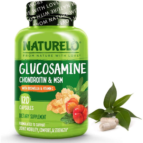 Naturelo glucosamine chondroitin MSM boswellia vitamin C joint support supplement - 60 capsules