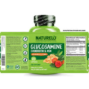 Naturelo Glucosamine with Chondroitin, MSM, Boswellia & Vitamin C for Joint Support - 60 Capsules