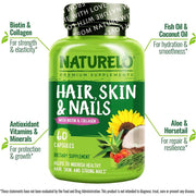 Naturelo Hair Skin Nails with Biotin, Vitamin C & Collagen - Strengthen, Nourish & Revitalize.