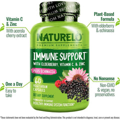 Naturelo Immunity Support with Elderberry, Echinacea, and Vitamin C - Boost Your Defenses Naturally.